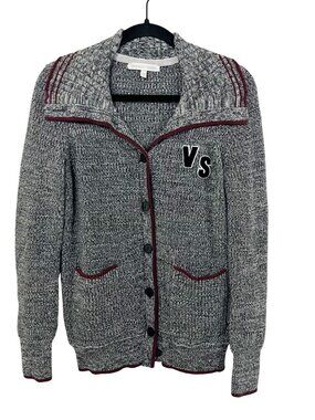 Victoria's Secret Gray Varsity Letter Cardigan Sweater Preppy - Size Medium